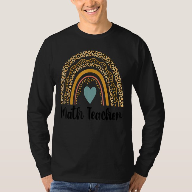 Math Teacher Leopard Rainbow Back To School Teache T-Shirt (Vorderseite)