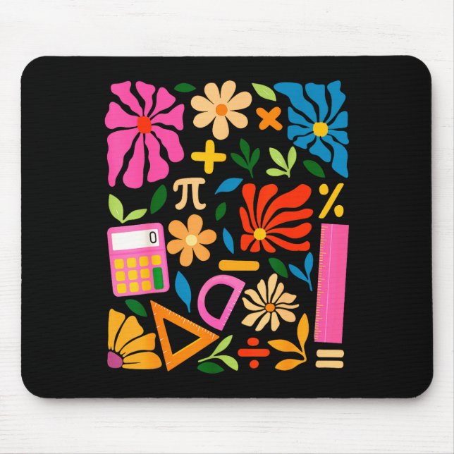 Math Teacher Mathematics Pi Day Boho Floral Back T Mousepad (Vorne)