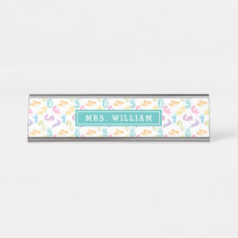 Math Teacher Name Niedlich Numbers Muster Schreibtischnamensplakette