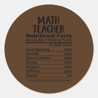 Math Teacher Nutrition Facts Runder Aufkleber