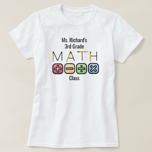 Math Teacher | Personalisierte Arithmetische Symbo T-Shirt (Design vorne)