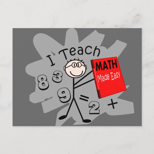 Math Teacher Stick Person Geschenke Postkarte (Vorderseite)