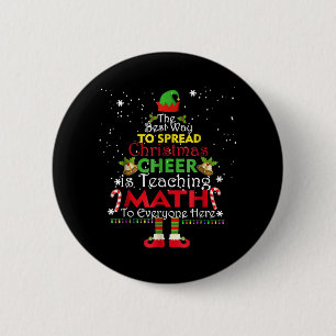 Math Teacher Weihnachts-Shirt Elf Weihnachtsmann Button
