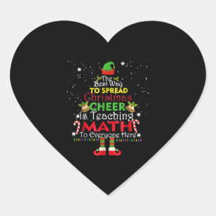 Math Teacher Weihnachts-Shirt Elf Weihnachtsmann Herz-Aufkleber