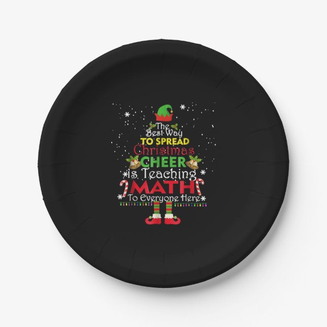 Math Teacher Weihnachts-Shirt Elf Weihnachtsmann Pappteller (Vorderseite)