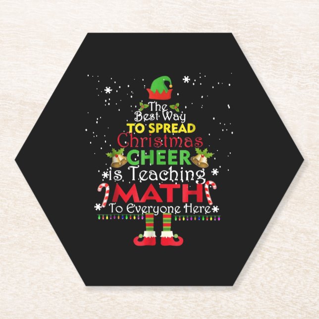Math Teacher Weihnachts-Shirt Elf Weihnachtsmann Untersetzer (Vorderseite)