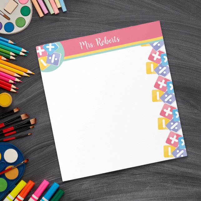 Math Teacher Wertgutschrift Personalisiert Notizblock (Pick up this personalized math-themed notepad for your favorite Math Teacher.)