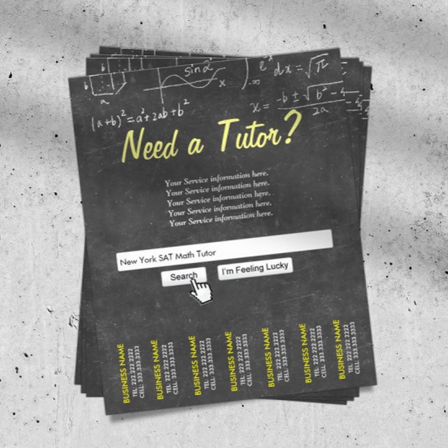 Math Tutor Beruflich Chalkboard Search Bar Flyer (Von Creator hochgeladen)