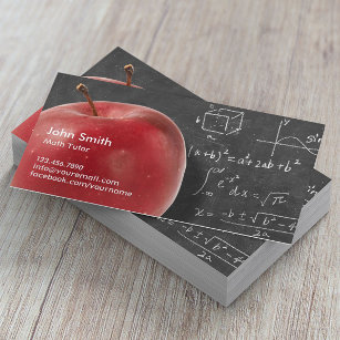 Math Tutor Beruflich Red Apple & Chalkboard Visitenkarte