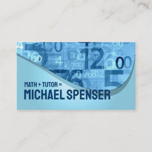 Math Tutor Blue Numbers Business Card Visitenkarte