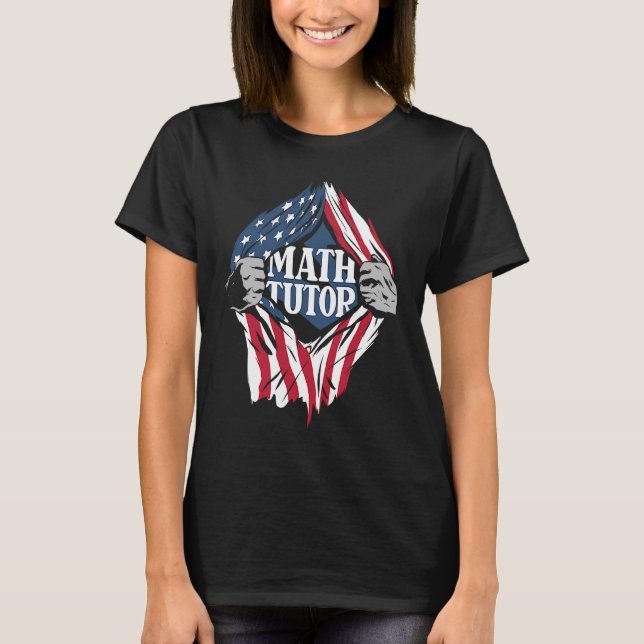 Math Tutor Us Flag School Lehrer Math Tu T-Shirt (Vorderseite)