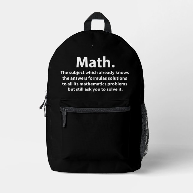 Math Typografie Funny Math Bedruckter Rucksack (Vorderseite)