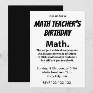 Math Typografie Mathelehrer Geburtstag Math Einladung