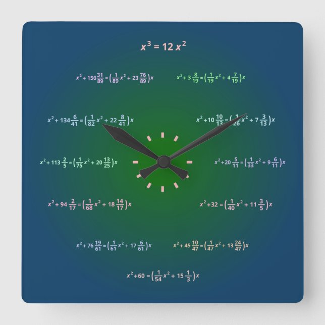 Math Wall Clock (AM-PM-Minuten) Quadratische Wanduhr (Vorderseite)