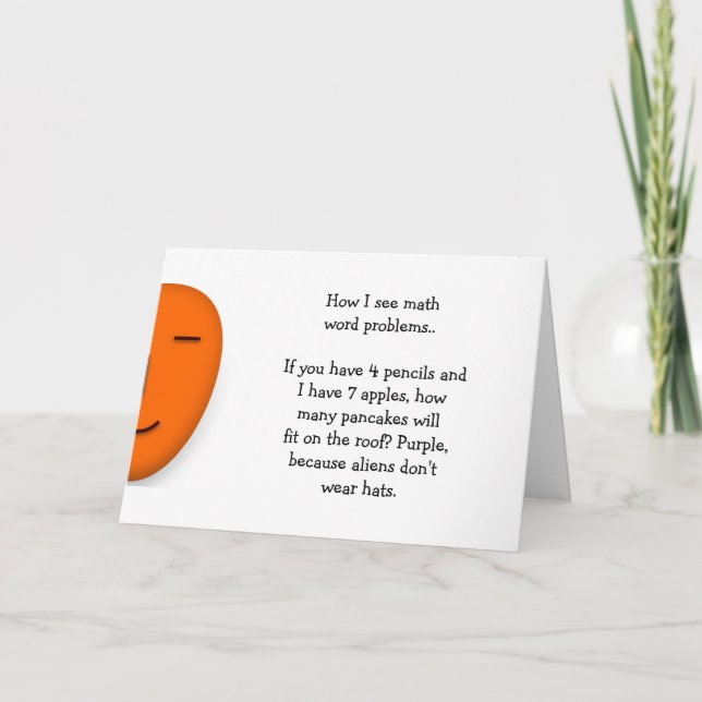 Math Word Problems Funny Math Joke Lehrer Spaß Karte (Vorderseite)