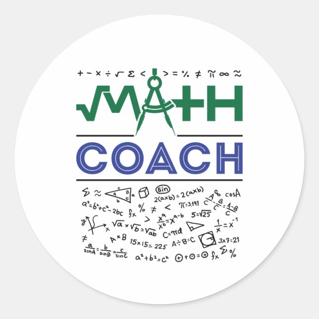 Mathe-Coach Tutor Mathematiklehrer Runder Aufkleber (Vorderseite)