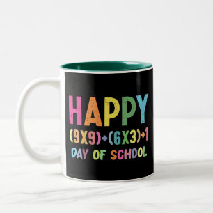 Mathe-Formel 100 Tage Schule Lustiger Mathe-Lehrer Zweifarbige Tasse