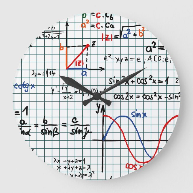 Mathe-Formel-Zahlen Große Wanduhr (Vorderseite)