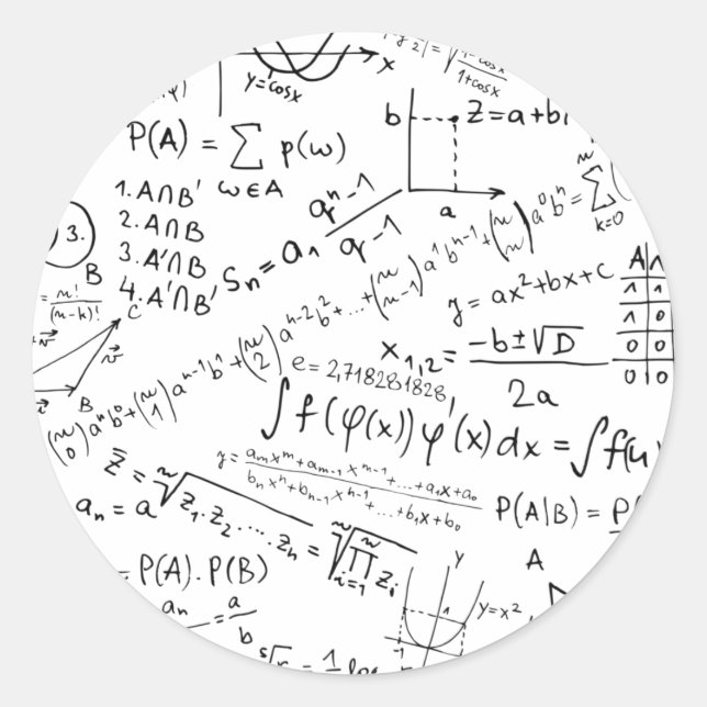 Mathe Geek, Mathematik Problem lösen Muster Runder Aufkleber (Vorderseite)