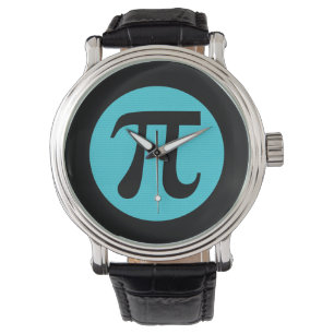 Mathe Geek Pi Symbol, blau auf schwarz Armbanduhr