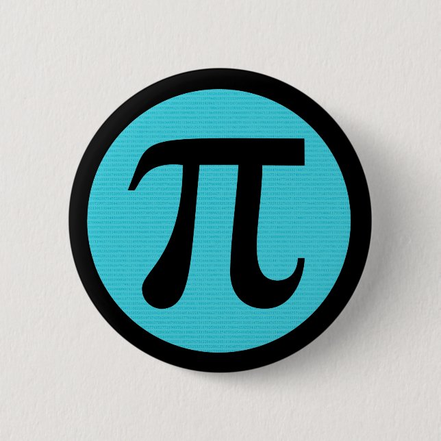 Mathe geek Pi Symbol, blau auf schwarz Button (Vorderseite)