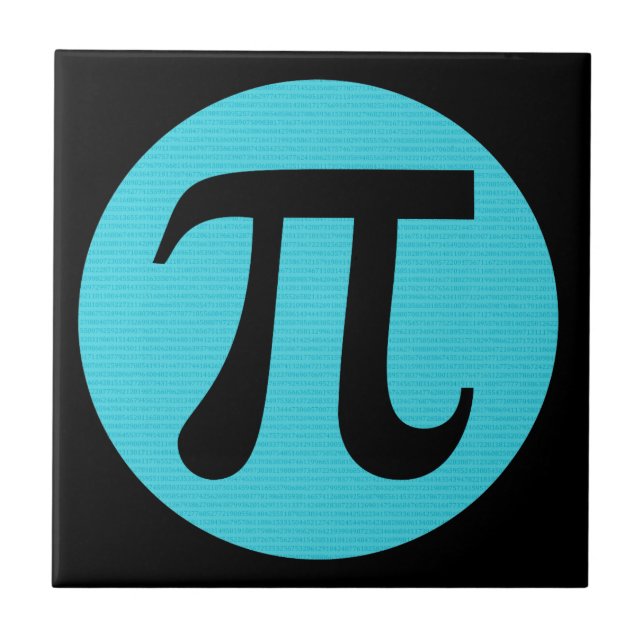Mathe Geek Pi Symbol, blau auf schwarz Fliese (Vorderseite)