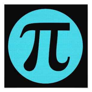 Mathe Geek Pi Symbol, blau auf schwarz Fotodruck