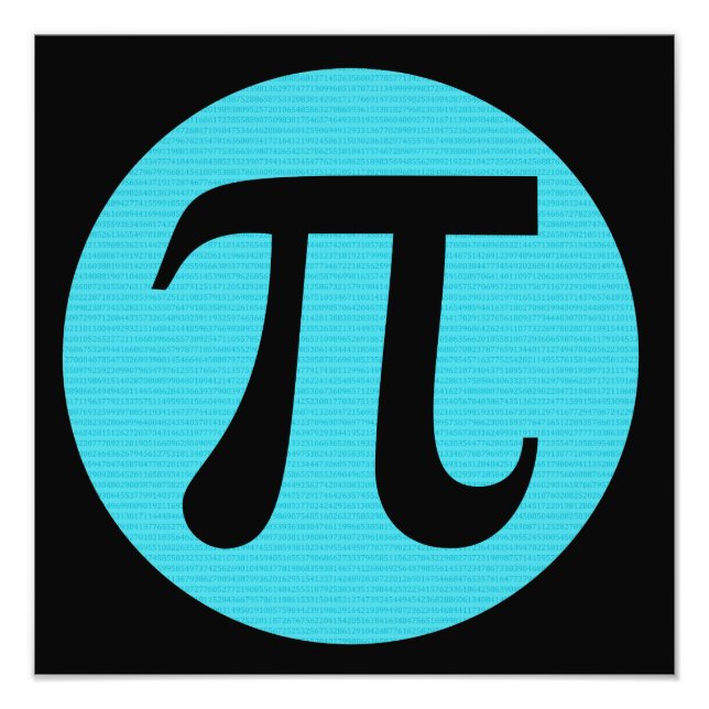 Mathe Geek Pi Symbol, blau auf schwarz Fotodruck (Vorne)