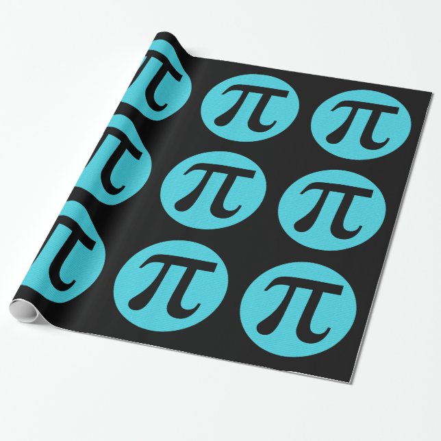 Mathe Geek Pi Symbol, blau auf schwarz Geschenkpapier (Ungerollt)