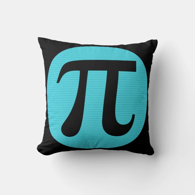 Mathe Geek Pi Symbol, blau auf schwarz Kissen (Vorderseite)