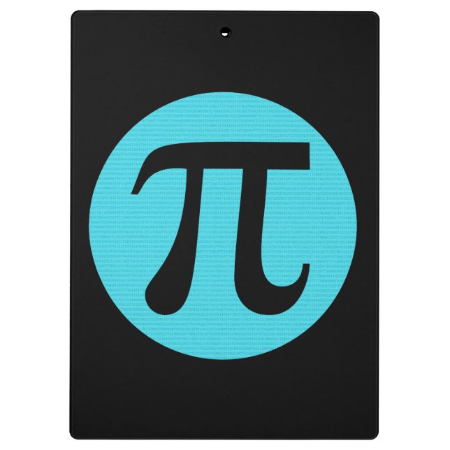 Mathe Geek Pi Symbol, blau auf schwarz Klemmbrett (Rückseite)