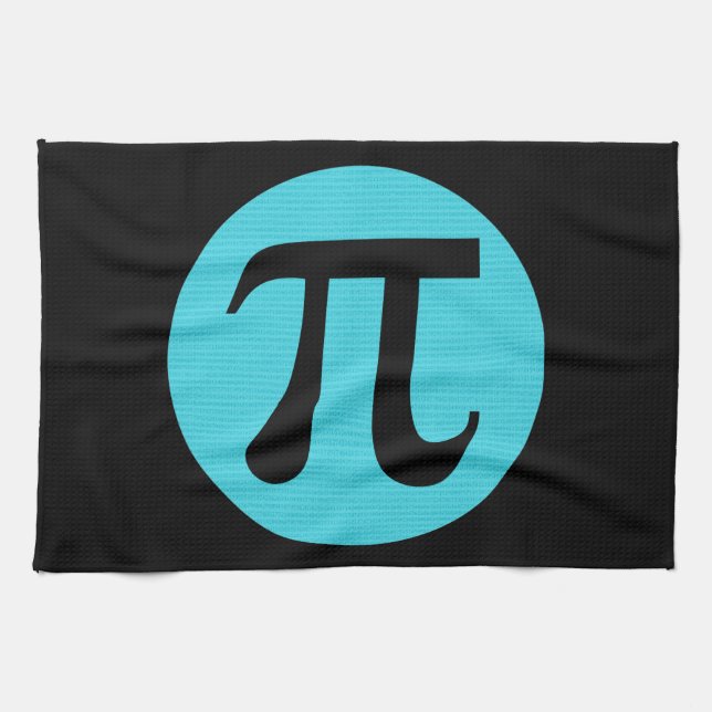 Mathe Geek Pi Symbol, blau auf schwarz Küchentuch (Horizontal)