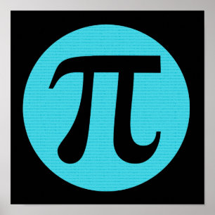 Mathe Geek Pi Symbol, blau auf schwarz Poster