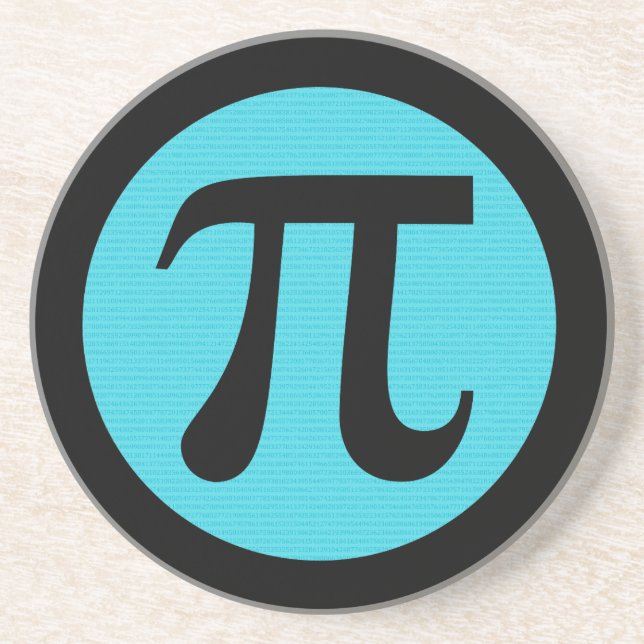 Mathe Geek Pi Symbol, blau auf schwarz Sandstein Untersetzer (Vorne)