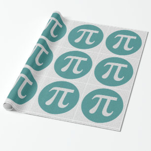 Mathe Geek Pi Symbol, blauer Kreis und Ziffern. Geschenkpapier