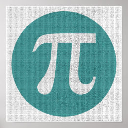 Mathe Geek Pi Symbol, blauer Kreis und Ziffern. Poster