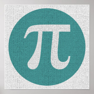 Mathe Geek Pi Symbol, blauer Kreis und Ziffern. Poster