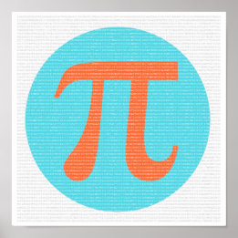 Mathe-Geek-Pi-Symbol, orange und blau Poster