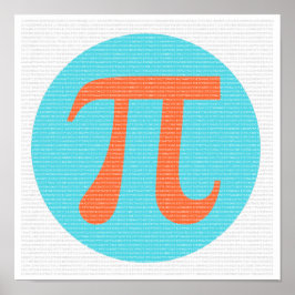 Mathe-Geek-Pi-Symbol, orange und blau Poster