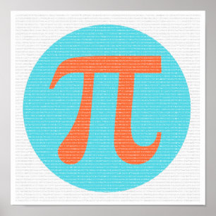 Mathe-Geek-Pi-Symbol, orange und blau Poster