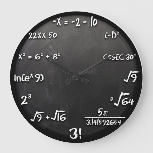 Mathe-Gleichungs-Uhr (Schwarzes) Große Wanduhr (Vorderseite)