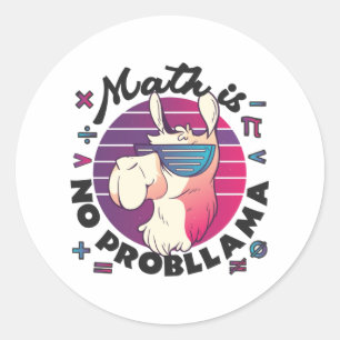 Mathe ist kein ProbLlama Runder Aufkleber