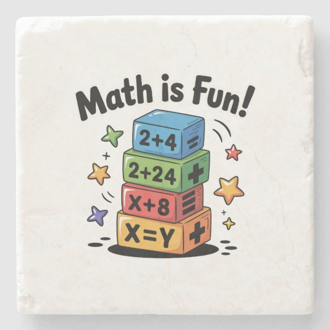 Mathe ist lustige Aufkleber Steinuntersetzer (Vorderseite)
