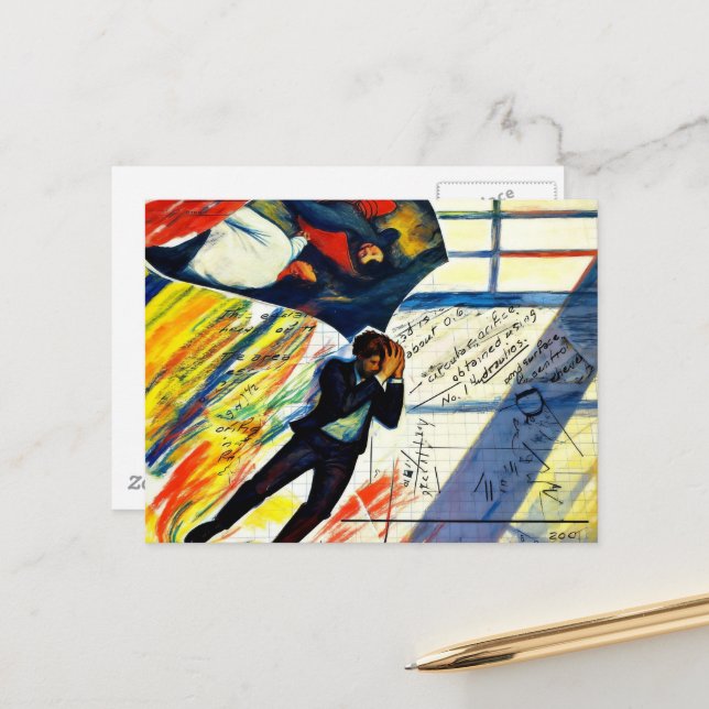Mathe ist schwer Mixed Media Collage Postkarte (Vorderseite/Rückseite Beispiel)