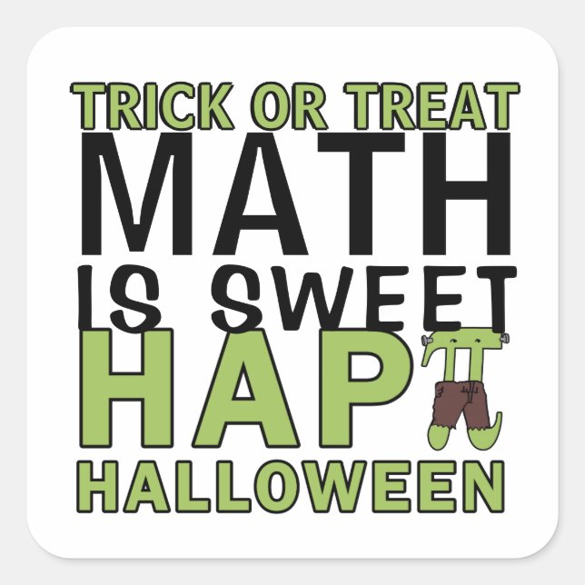 Mathe ist Sweet Happy Halloween Pi Lehrer Funny Quadratischer Aufkleber (Vorderseite)
