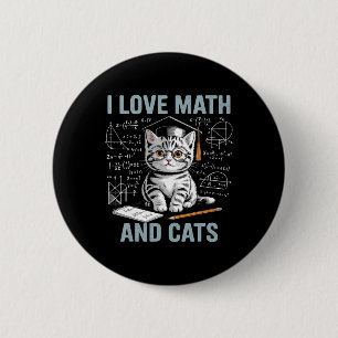 Mathe-Katzenliebhaber Lustiger Mathe-Lehrer Ich li Button