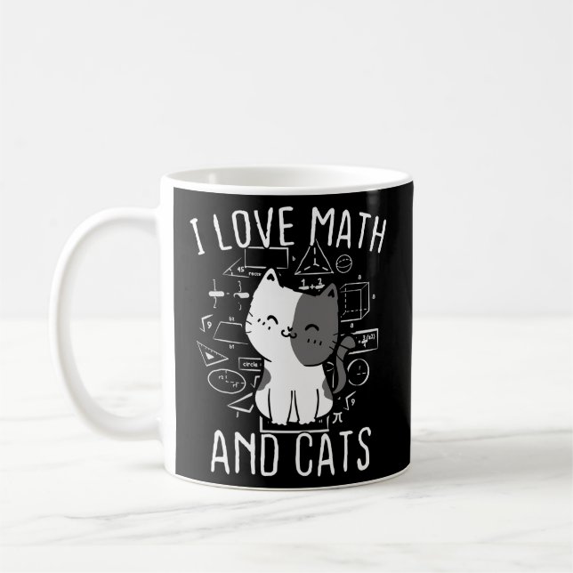 Mathe Kitty Cat I Liebe Mathematik und Katzen Math Kaffeetasse (Links)