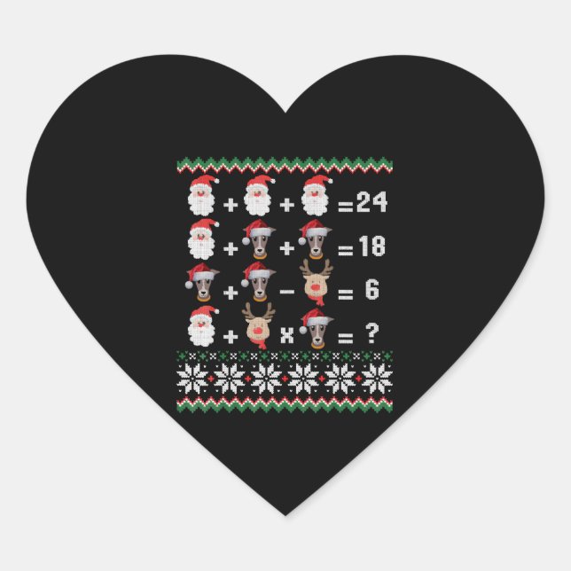 Mathe Lehrer Christmas GREYHOUND Herz-Aufkleber (Vorderseite)