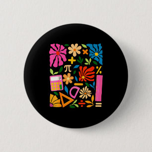 Mathe-Lehrer Mathematik Pi-Tag Boho-Blumen-Rücken- Button