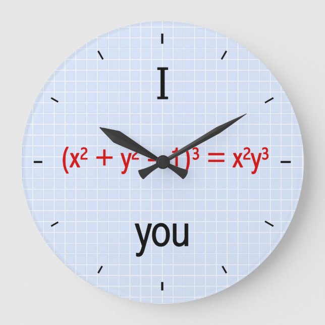 Mathe-Liebe-Formel Große Wanduhr (Vorderseite)